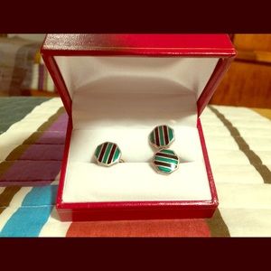 Sterling Silver and Enamel Cufflinks